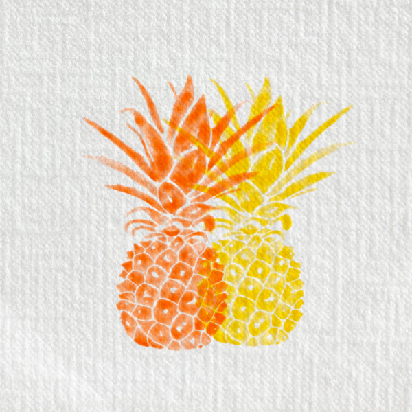 Paviot, Napkin, pineapple, printed the colours, yellow, orange, style, detail
